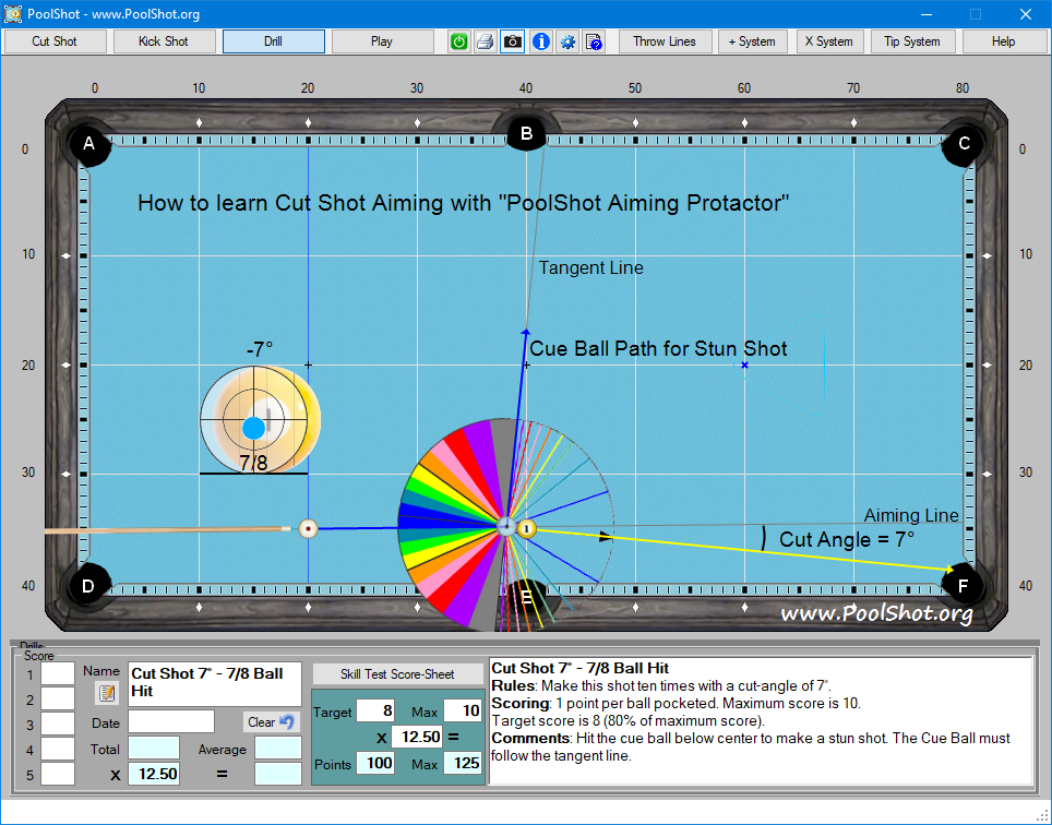 Cut Shot 7° - PoolShot Aiming Protactor